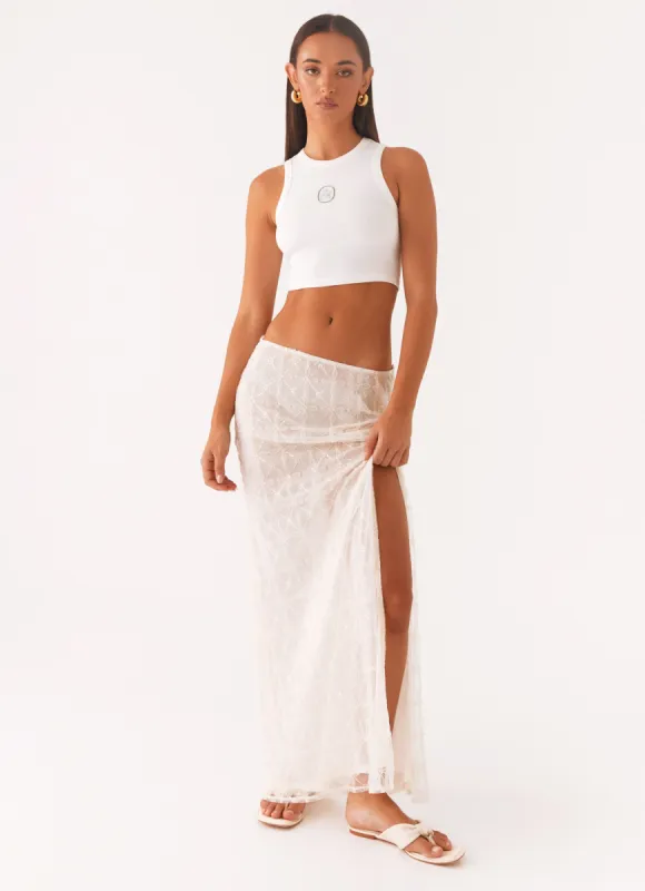 Opal Sequin Maxi Skirt - White sold by Peppermayo