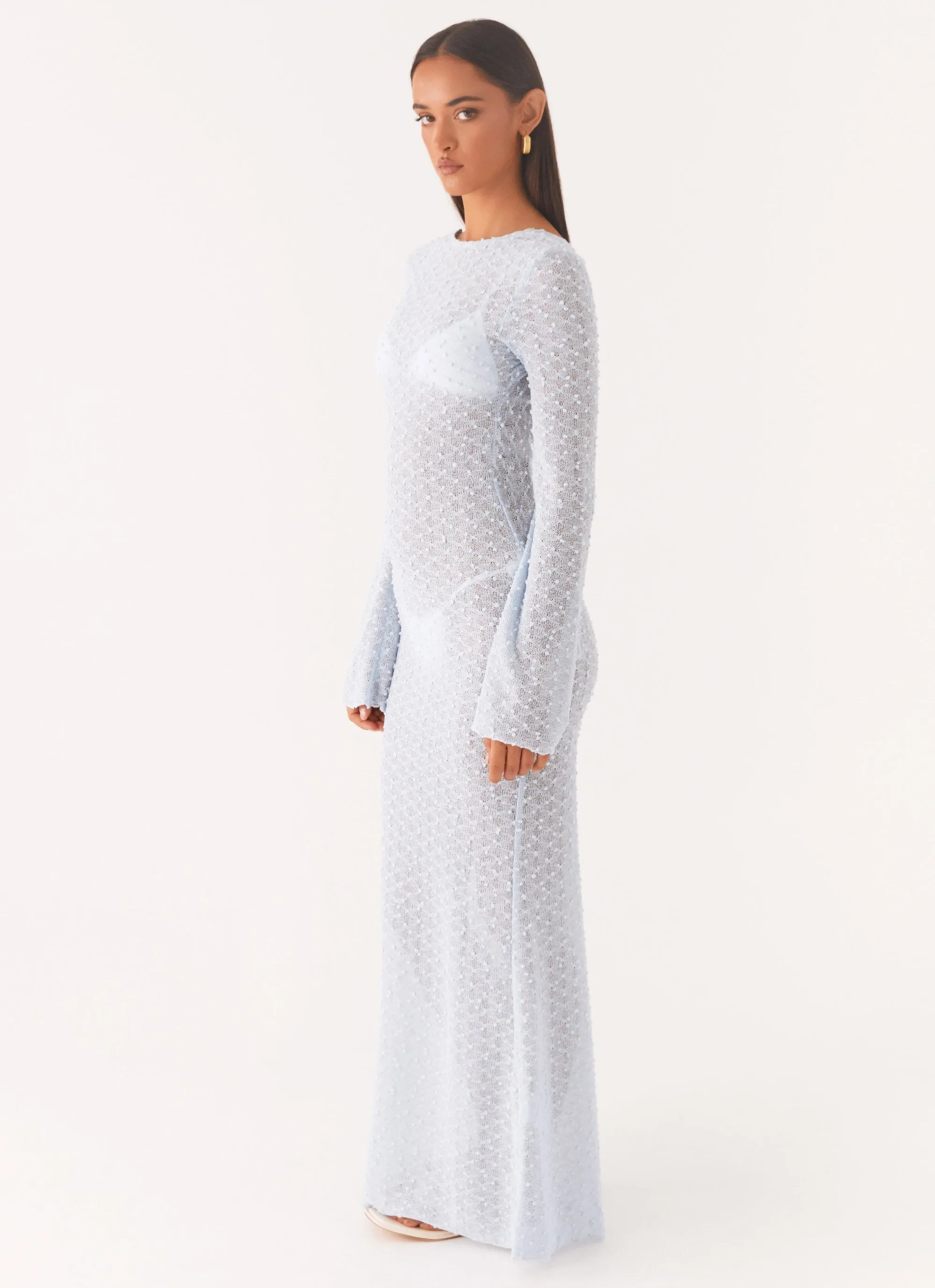 Flirty Knitted Maxi Dress - Blue sold by Peppermayo product image thumbnail 3