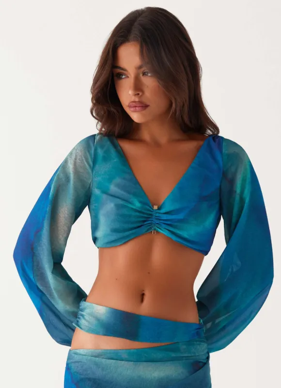 Austin Long Sleeve Top - Blue Tie Dye sold by Peppermayo