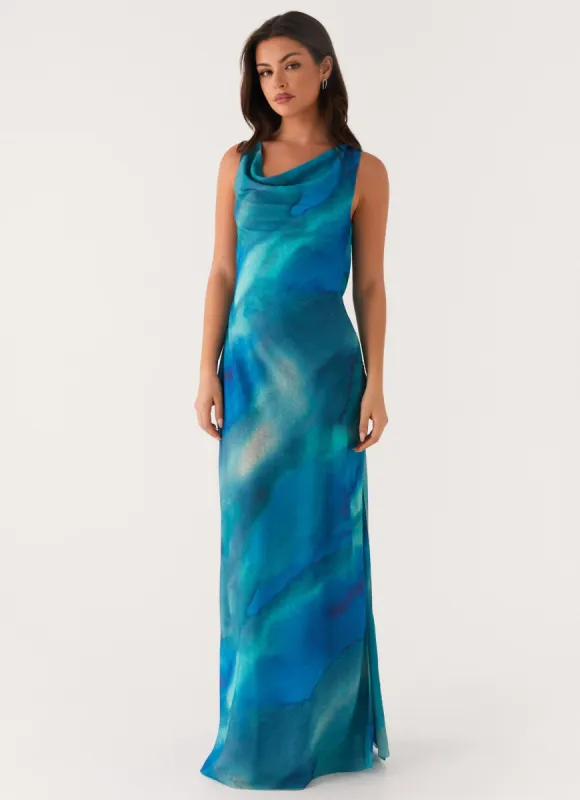 Carelle Maxi Dress - Blue Tie Dye made by Peppermayo