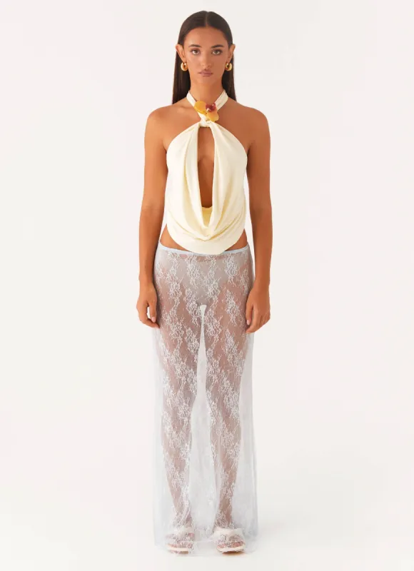 Caden Lace Maxi Skirt - Blue made by Peppermayo