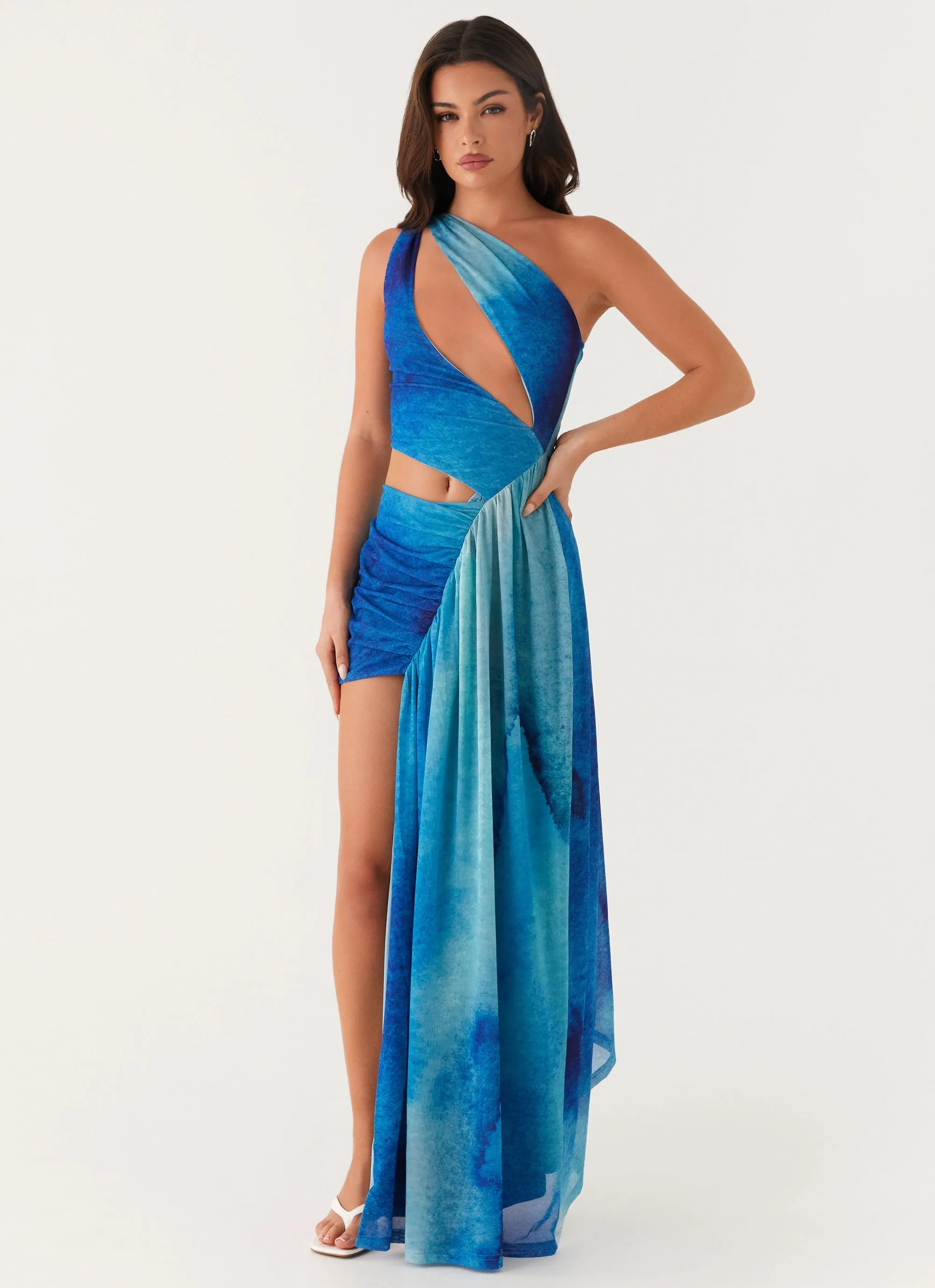 Blinded Maxi Dress - Blue Tie Dye sold by Peppermayo