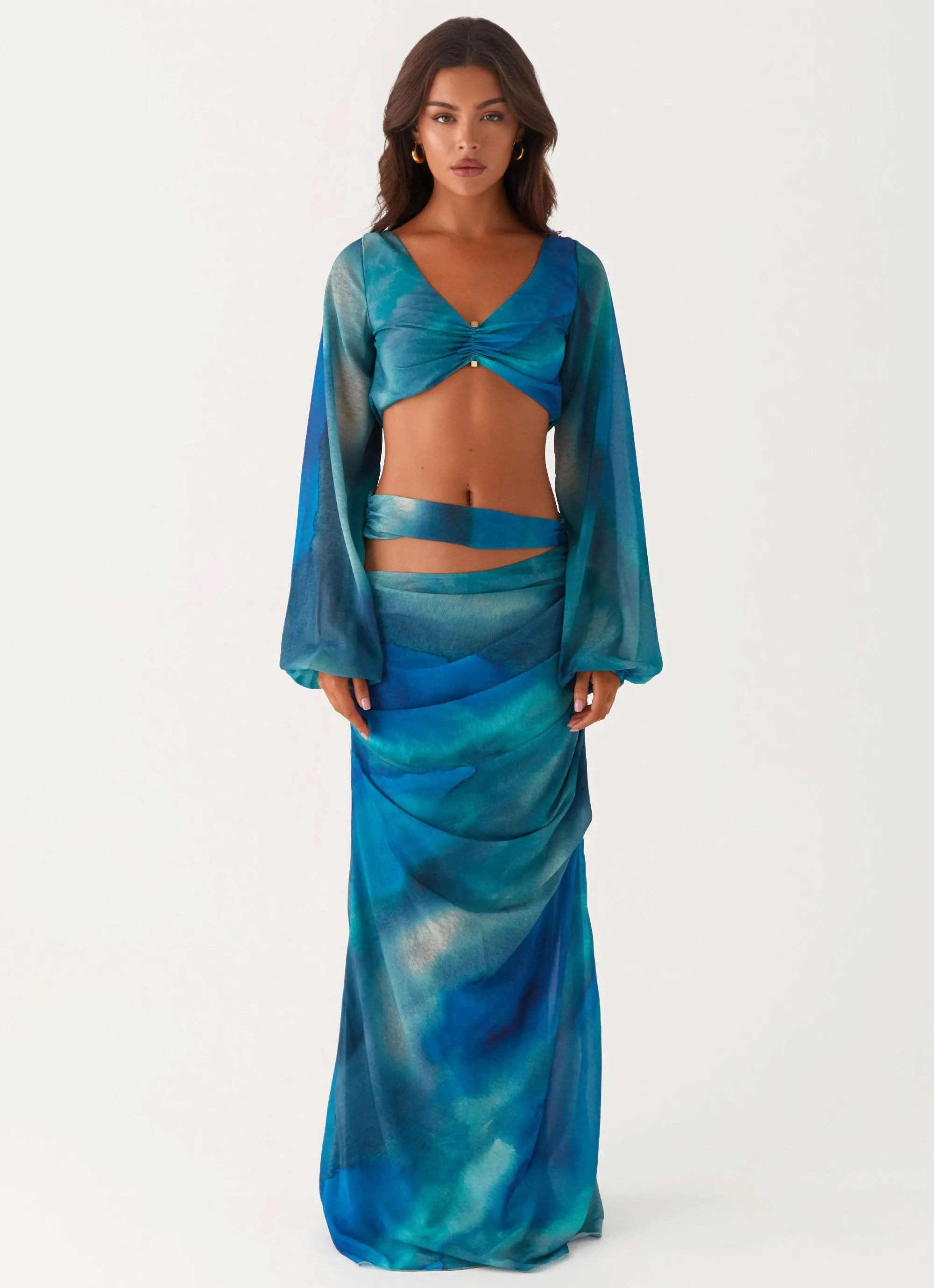 Austin Cut Out Maxi Skirt - Blue Tie Dye sold by Peppermayo product image thumbnail 2