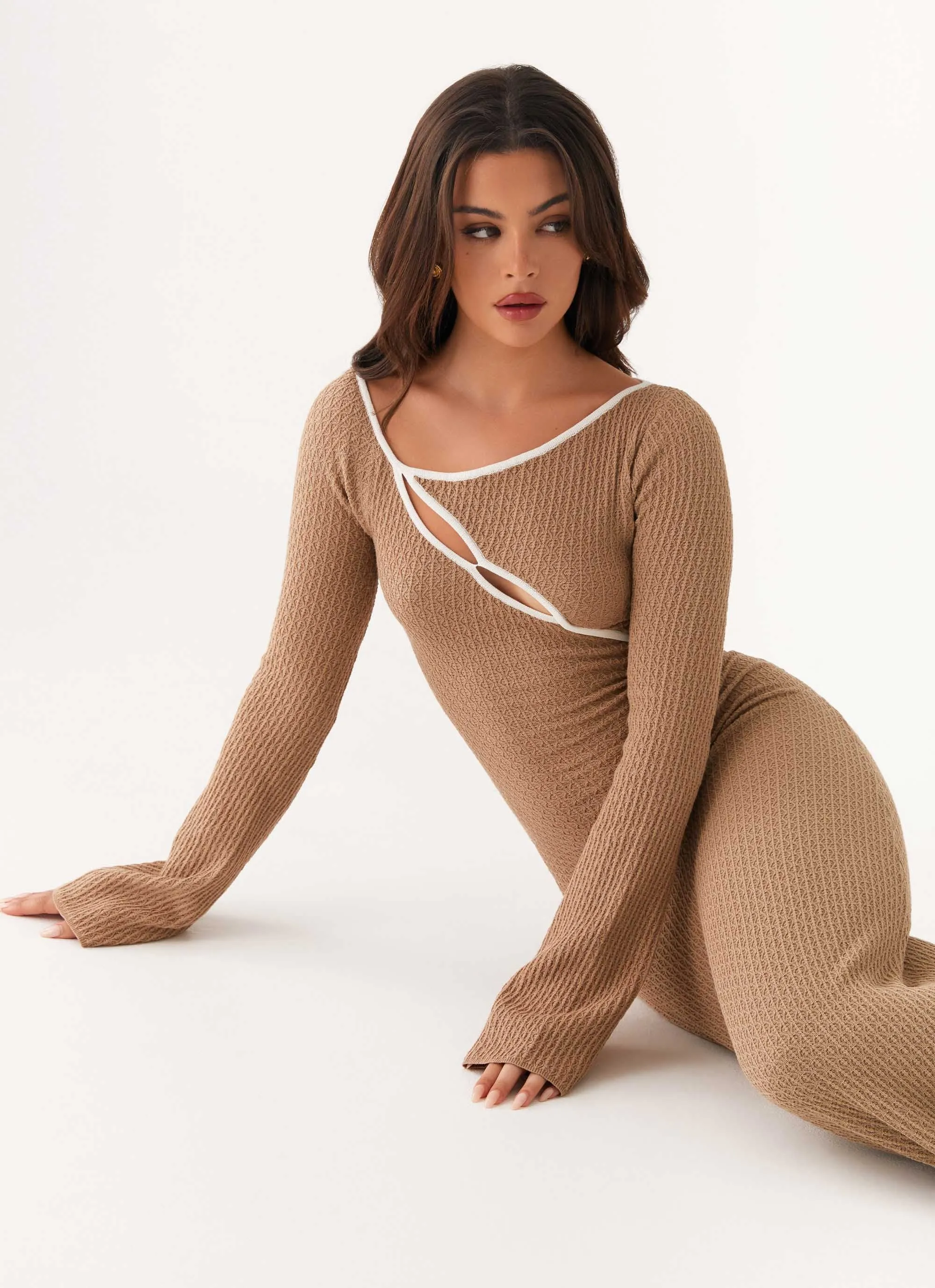 Hilary Crochet Maxi Dress - Tan sold by Peppermayo product image thumbnail 4