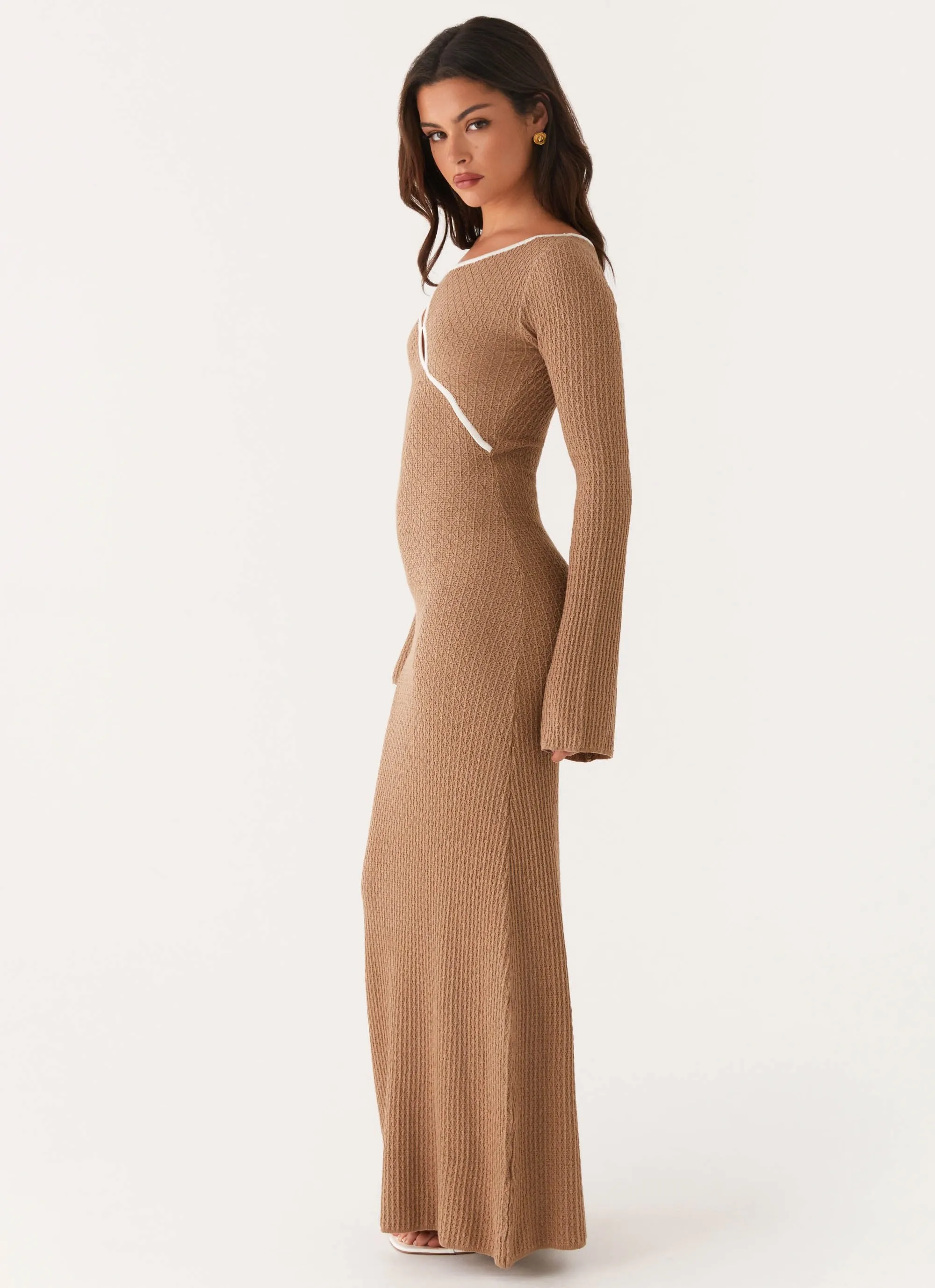 Hilary Crochet Maxi Dress - Tan sold by Peppermayo product image thumbnail 2