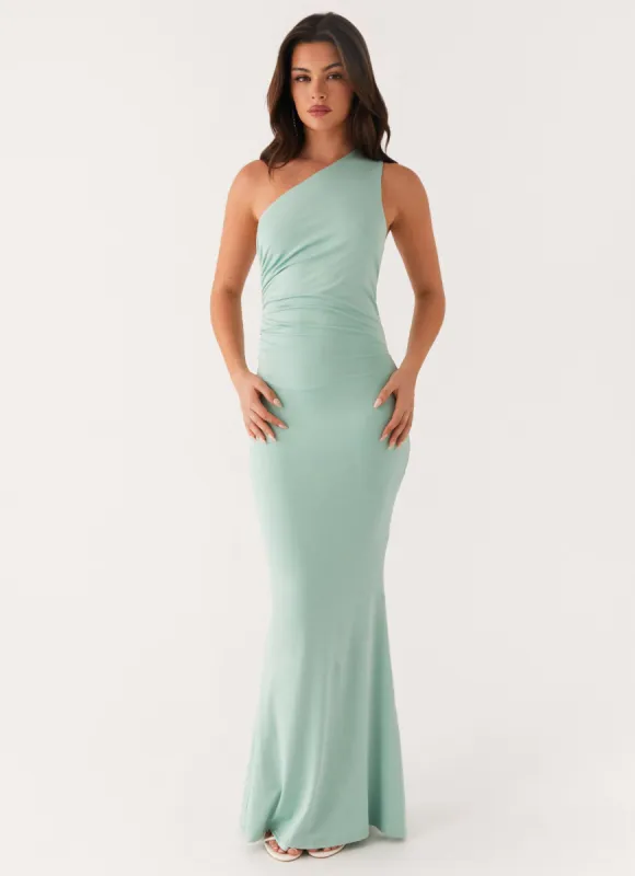 Imagine This One Shoulder Maxi Dress - Mint sold by Peppermayo