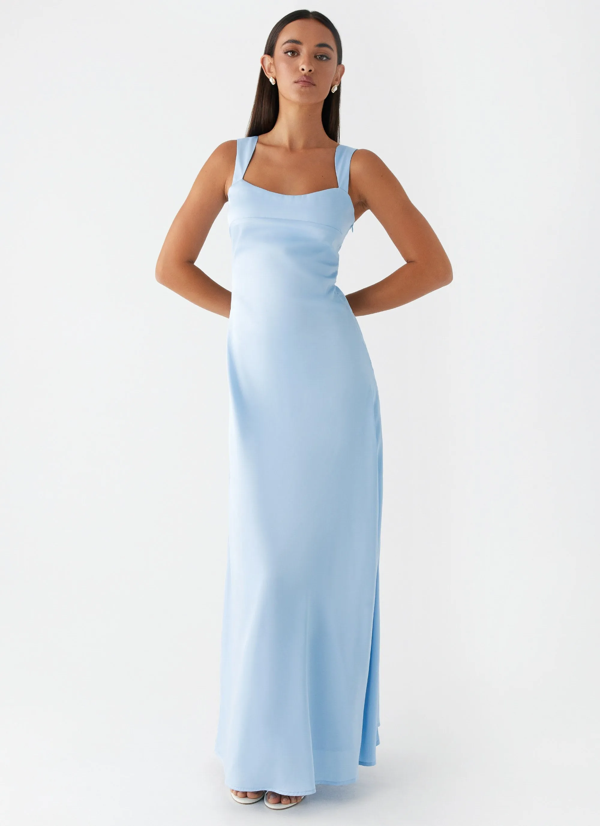 Odette Satin Maxi Dress - Blue sold by Peppermayo product image thumbnail 5