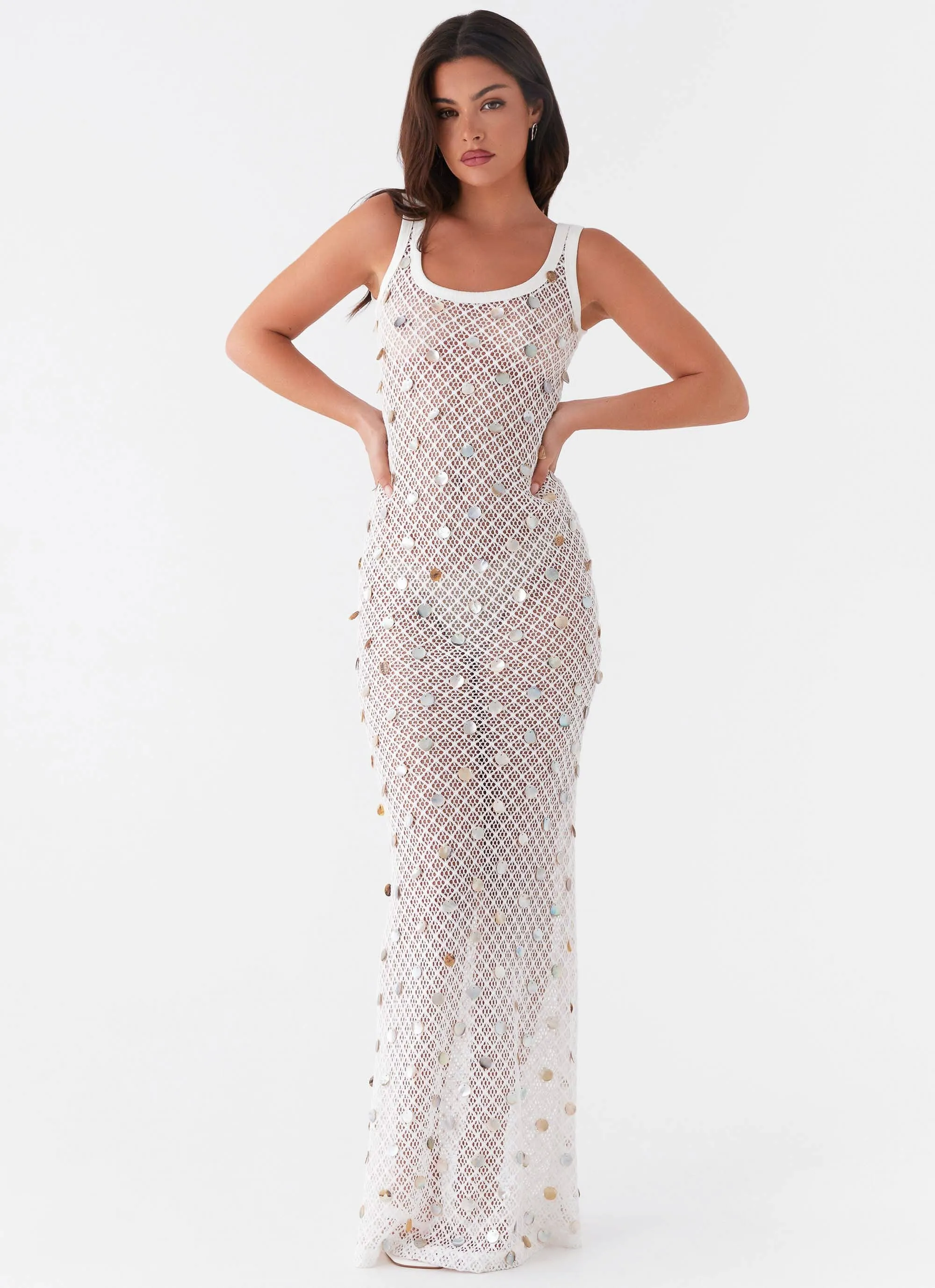 Penida Shell Knit Maxi Dress - White sold by Peppermayo product image thumbnail 5