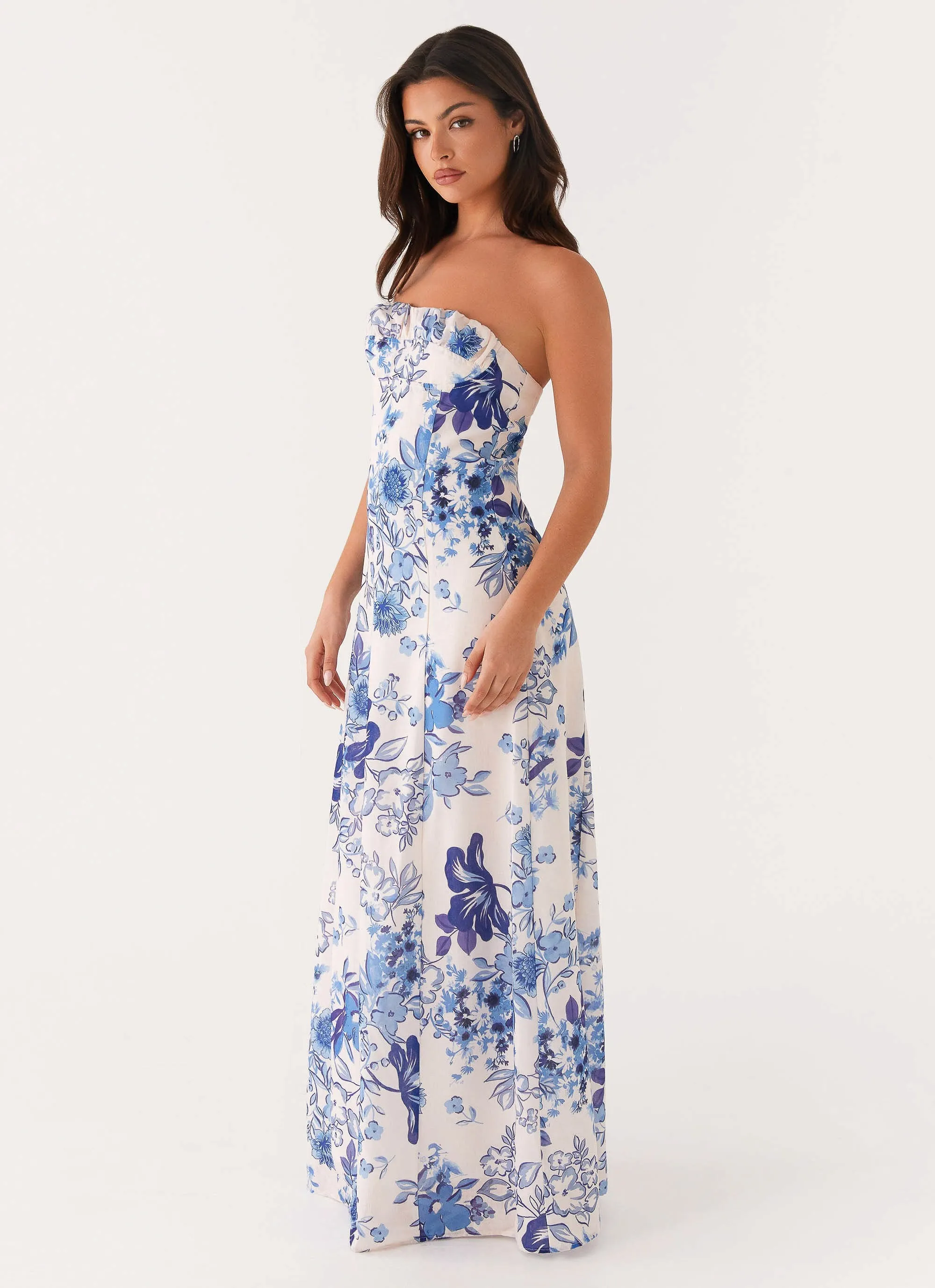 Tayla Linen Maxi Dress - Serene Sky Floral sold by Peppermayo product image thumbnail 3