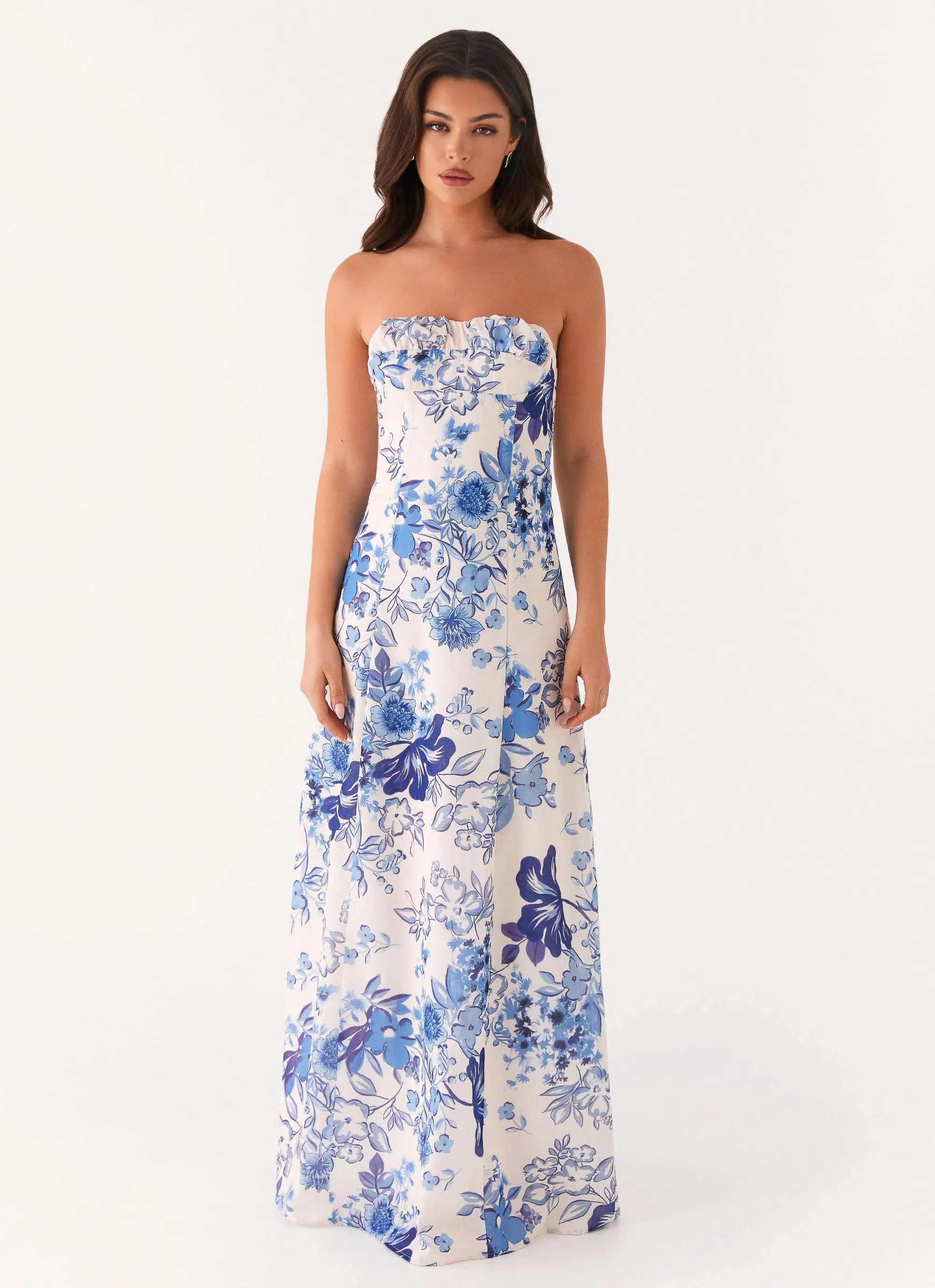 Tayla Linen Maxi Dress - Serene Sky Floral sold by Peppermayo product image thumbnail 2