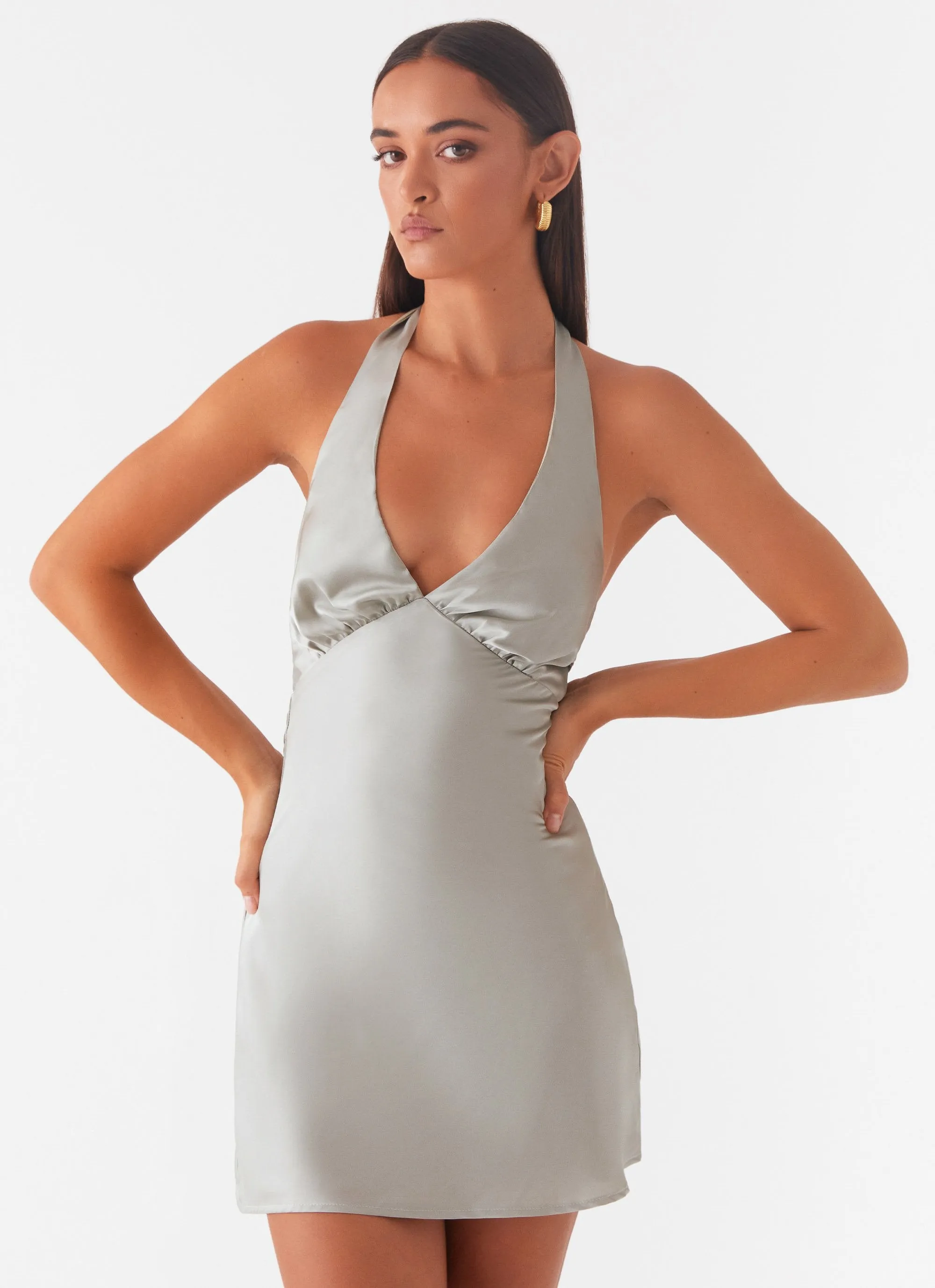 Heavy Hearted Mini Dress - Sage sold by Peppermayo