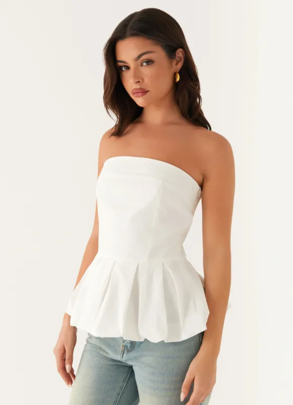 Ellen Bubble Hem Top - Ivory sold by Peppermayo