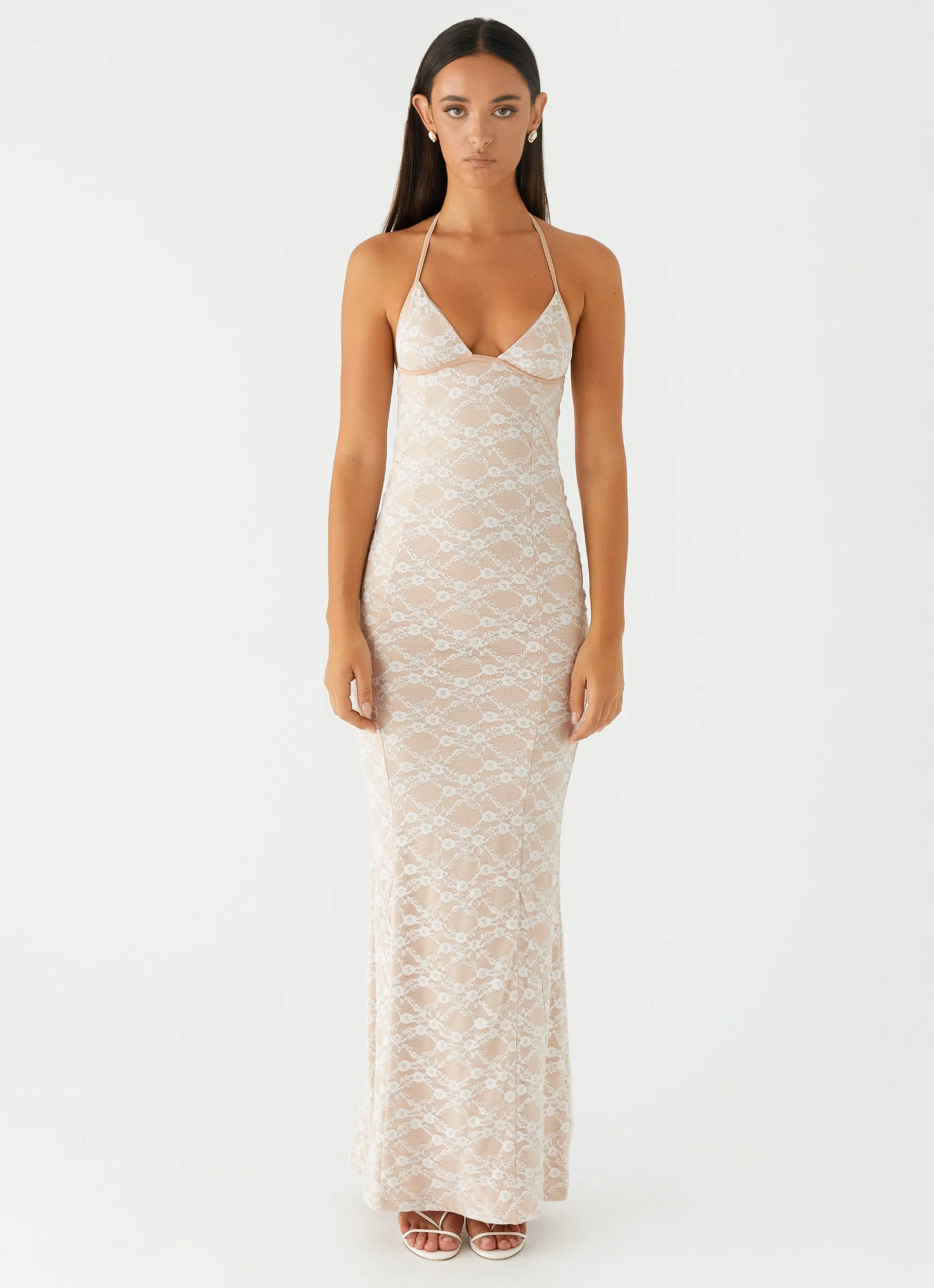 Jolina Lace Maxi Dress - White sold by Peppermayo