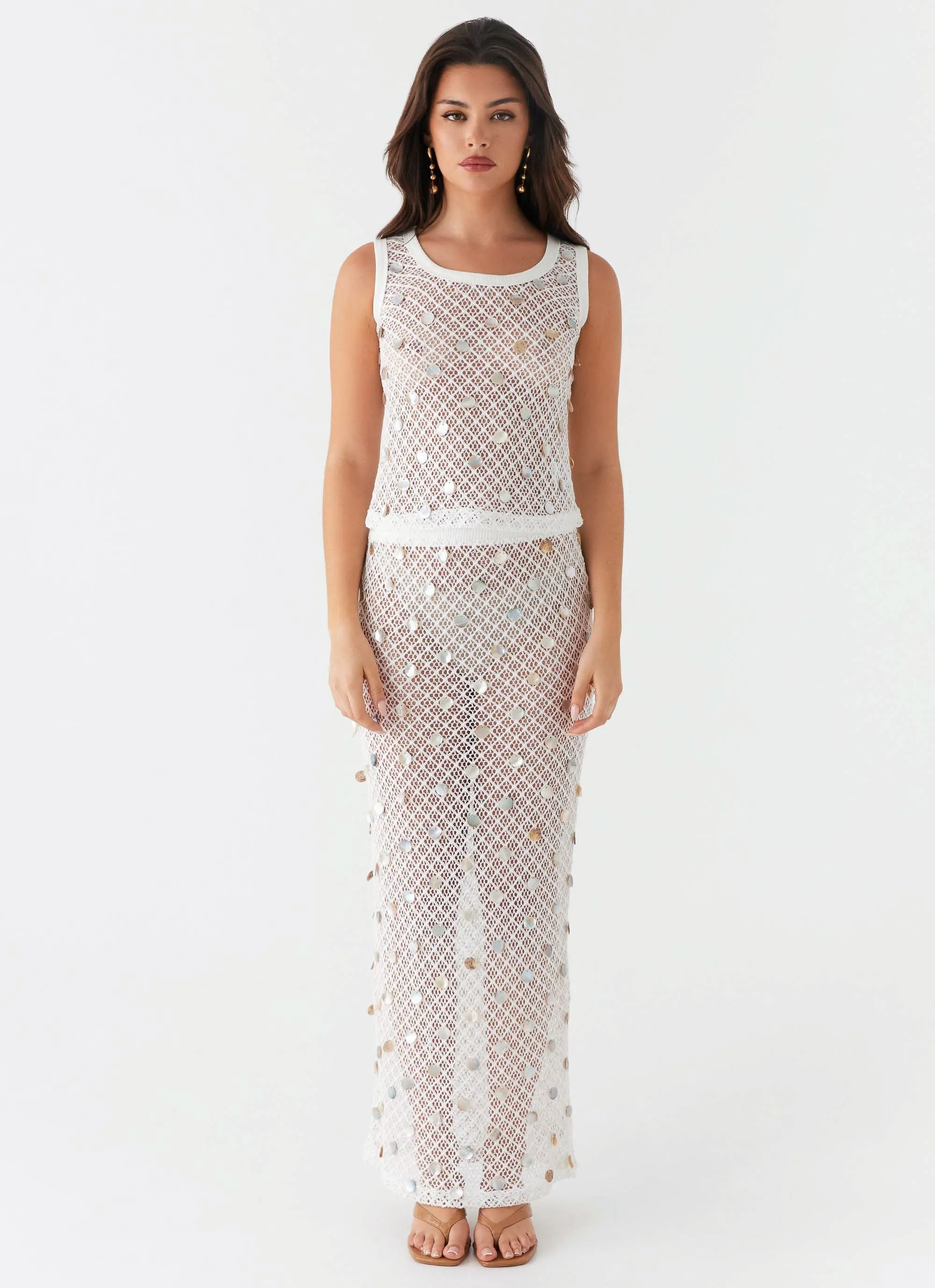 Lovina Shell Knit Maxi Skirt - White sold by Peppermayo product image thumbnail 2