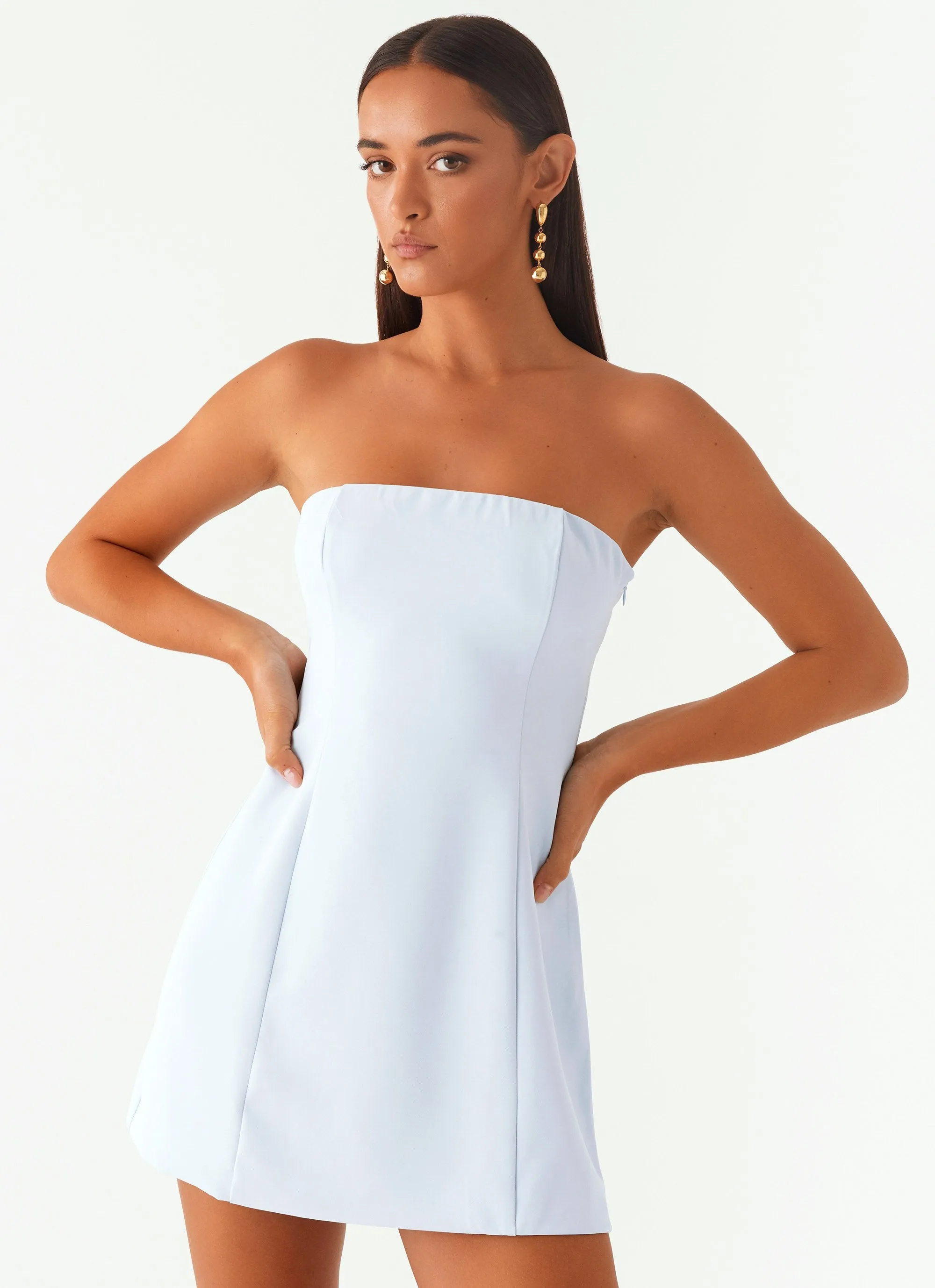 Ayanna Strapless Mini Dress - Blue sold by Peppermayo