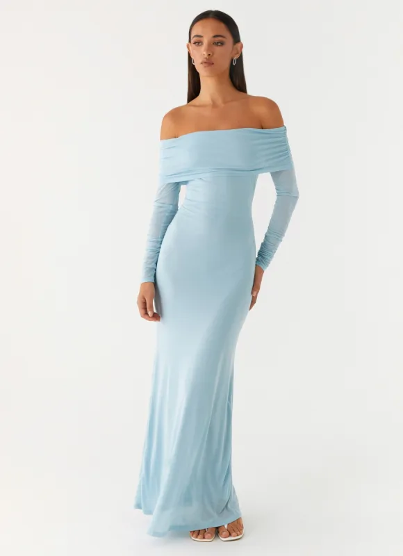Cocoa Long Sleeve Maxi Dress - Blue sold by Peppermayo