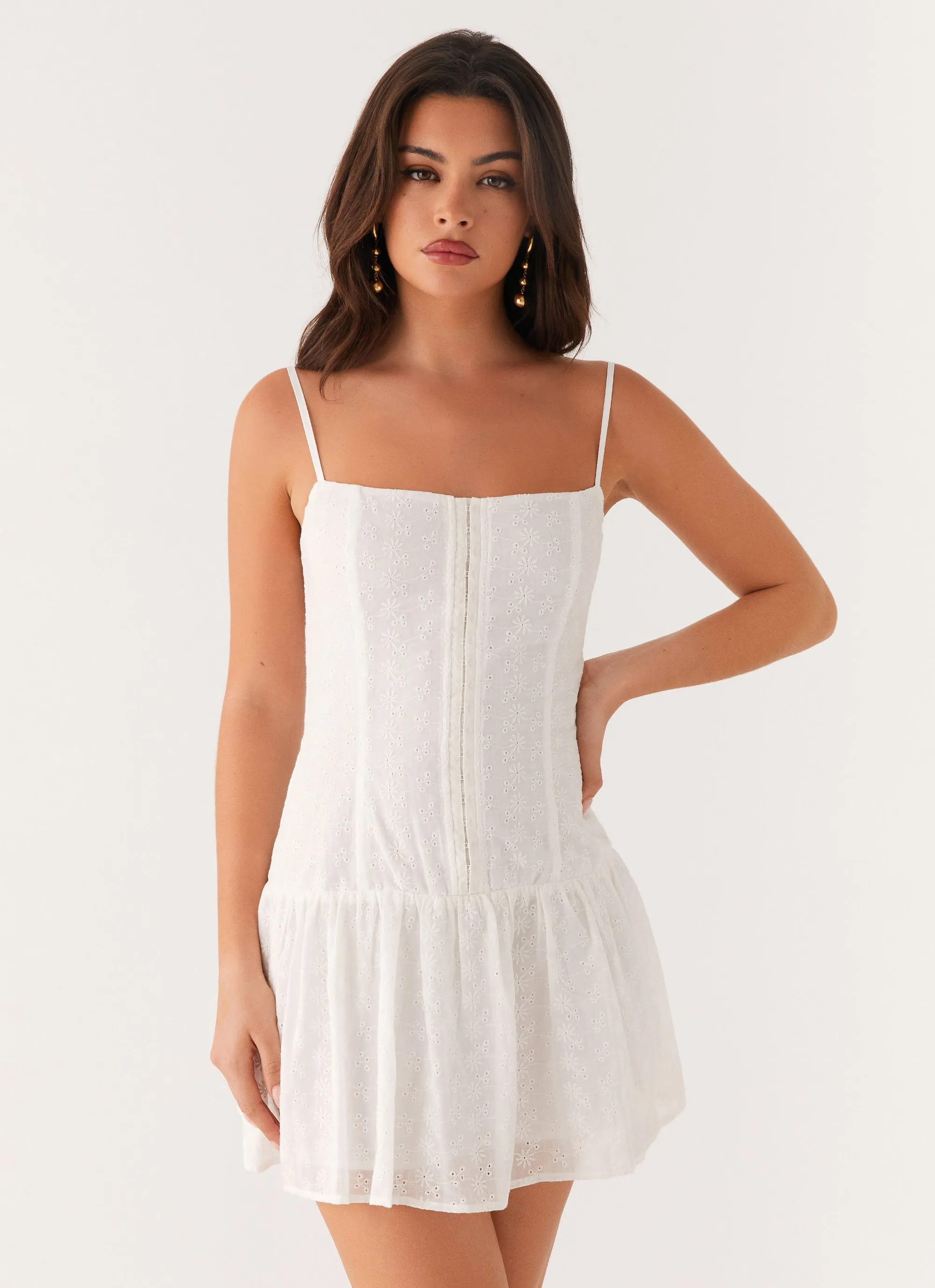 Palm Springs Mini Dress - White sold by Peppermayo