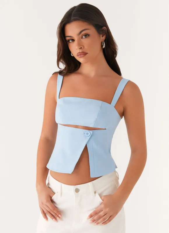 Pia Cut Out Top - Pastel Blue sold by Peppermayo