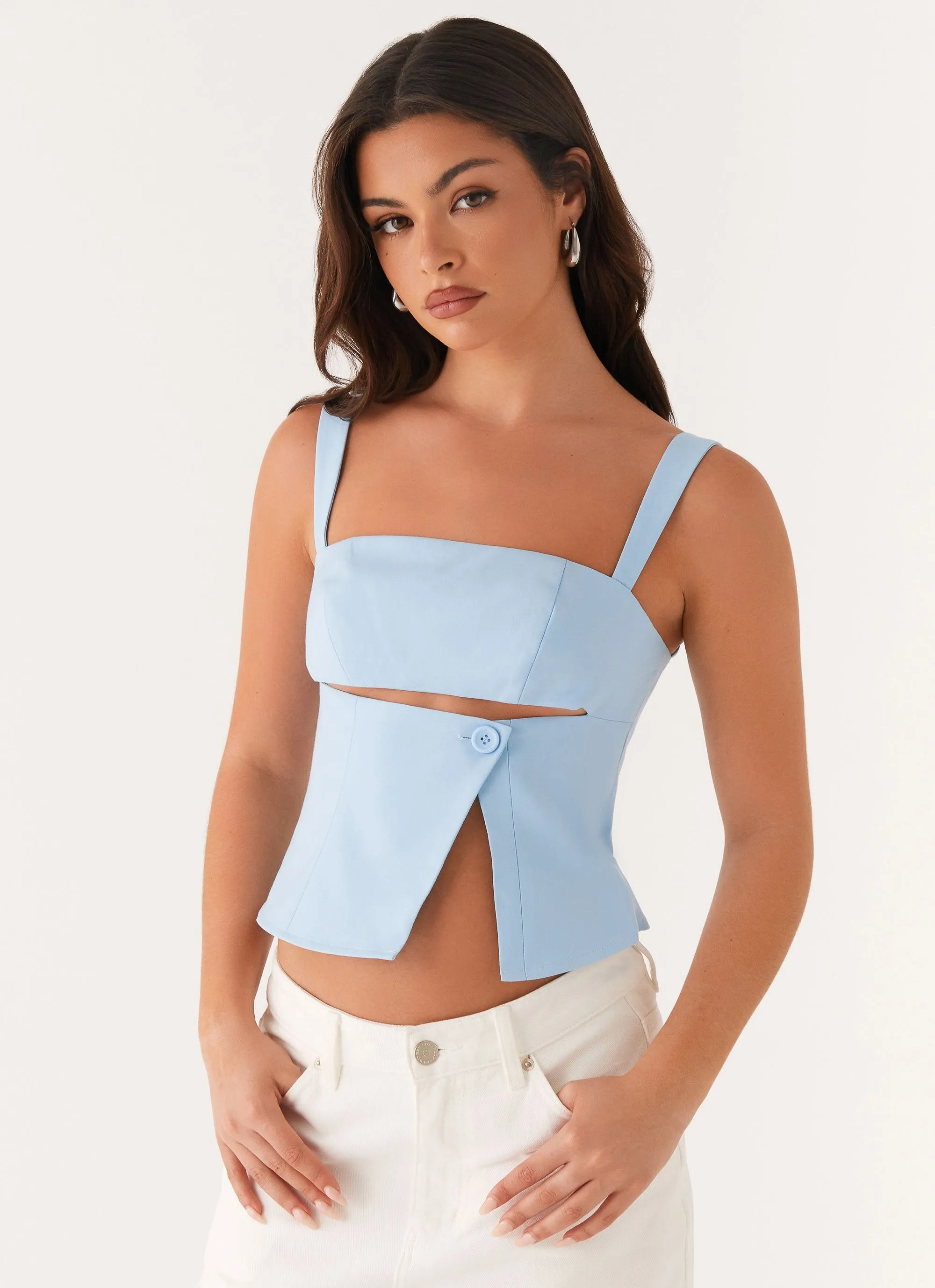 Pia Cut Out Top - Pastel Blue sold by Peppermayo
