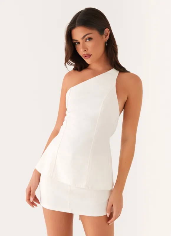 Maysa Denim Top - Ivory sold by Peppermayo