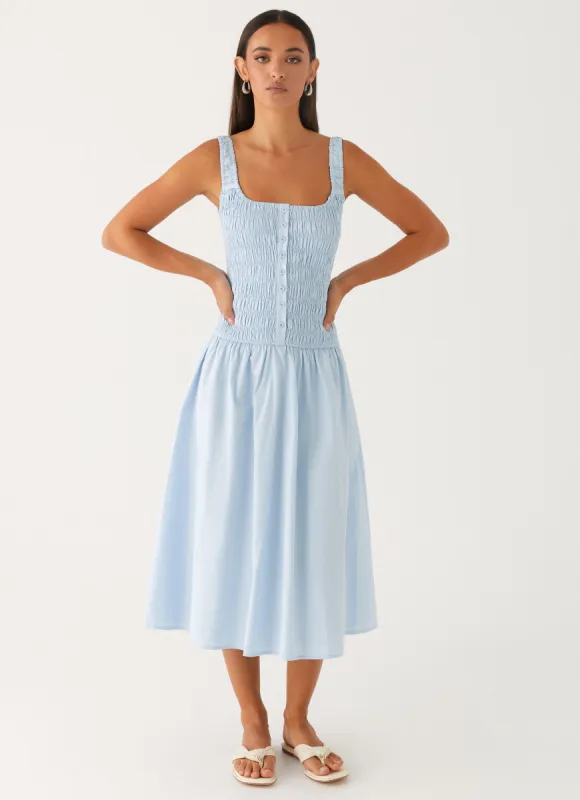Wildflower Midi Dress - Blue sold by Peppermayo