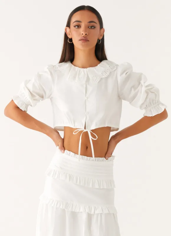 Melania Blouse - White sold by Peppermayo