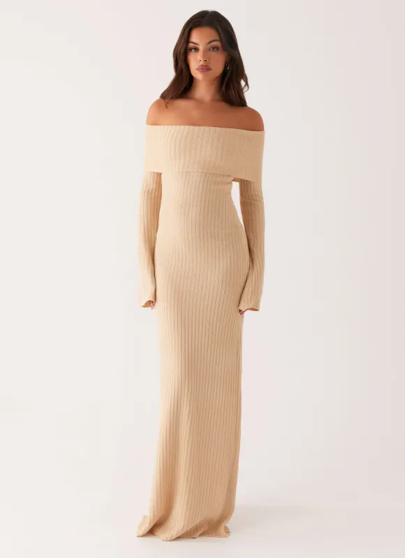 Jacqueline Knit Maxi Dress - Beige sold by Peppermayo