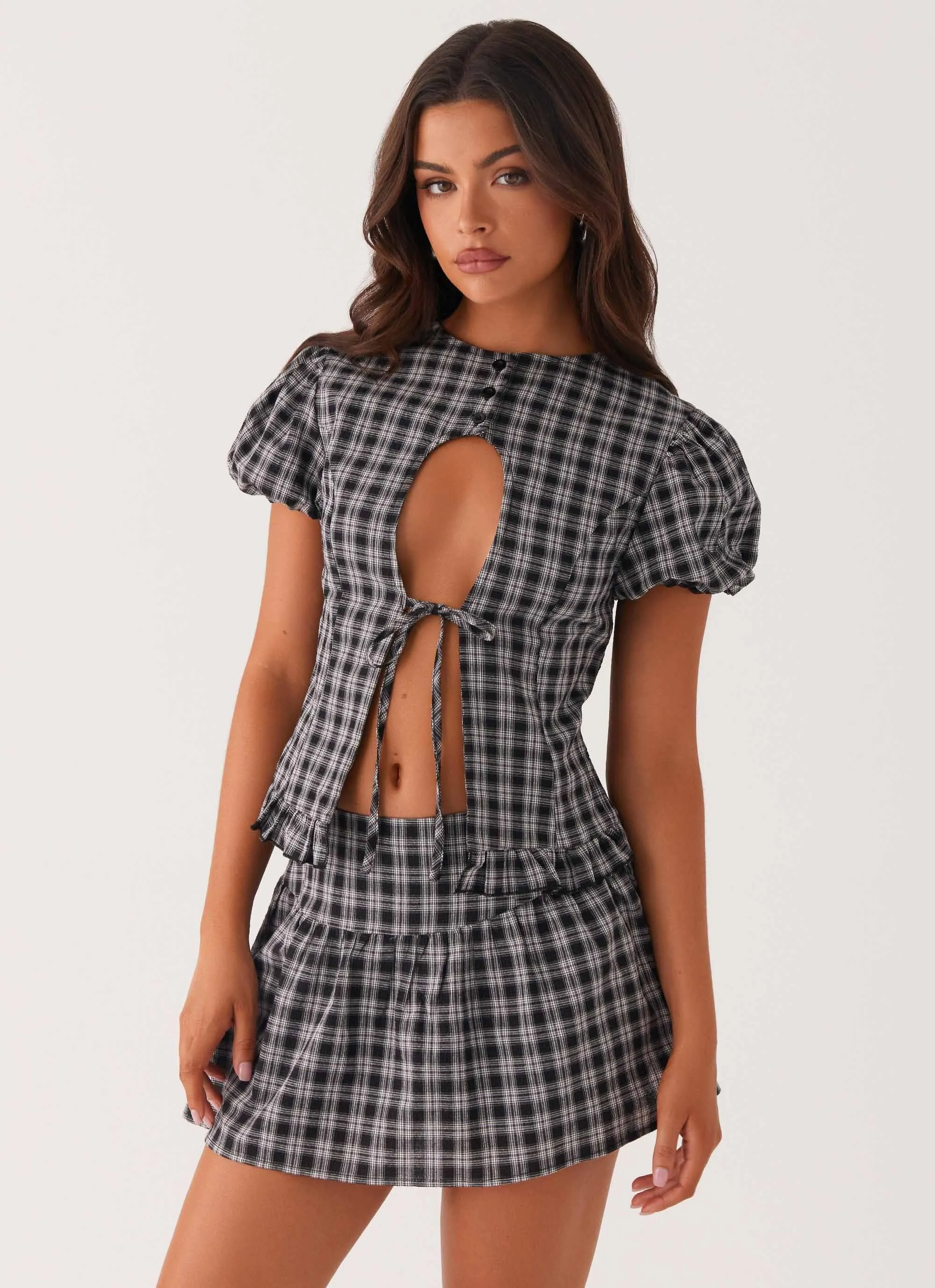 Annie Mini Skirt - White Black Check sold by Peppermayo product image thumbnail 5