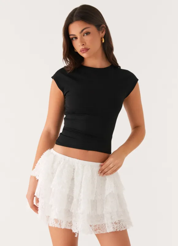 Erin Layered Mini Skirt - White made by Peppermayo