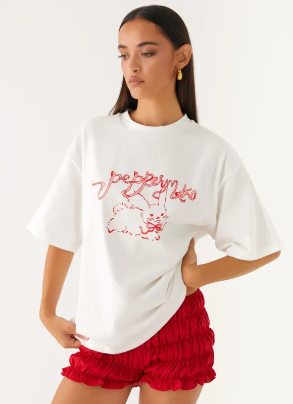Born To Have Fun Oversized Graphic Tee - Pink Bunny sold by Peppermayo