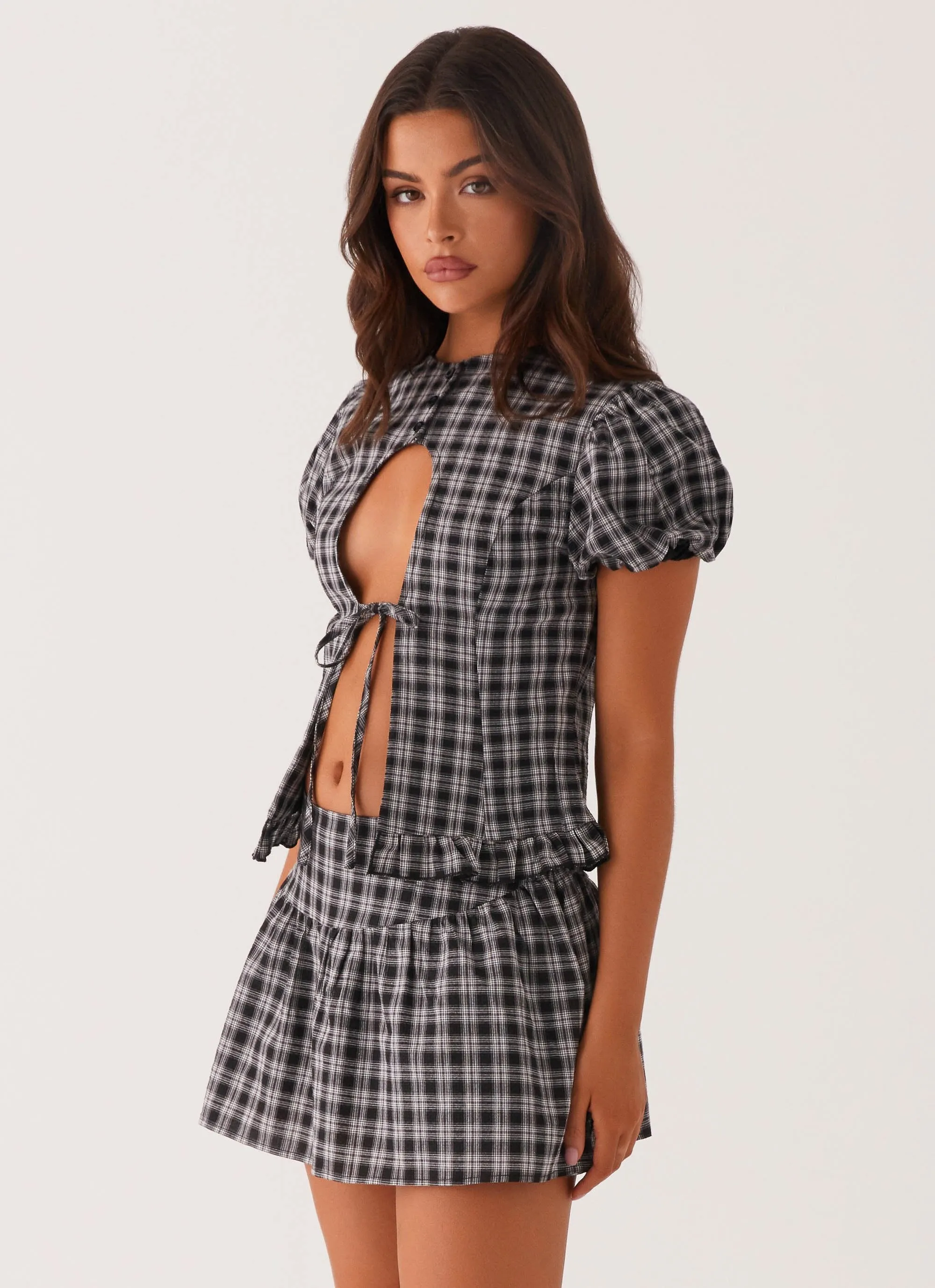 Annie Puff Sleeve Top - White Black Check sold by Peppermayo product image thumbnail 3