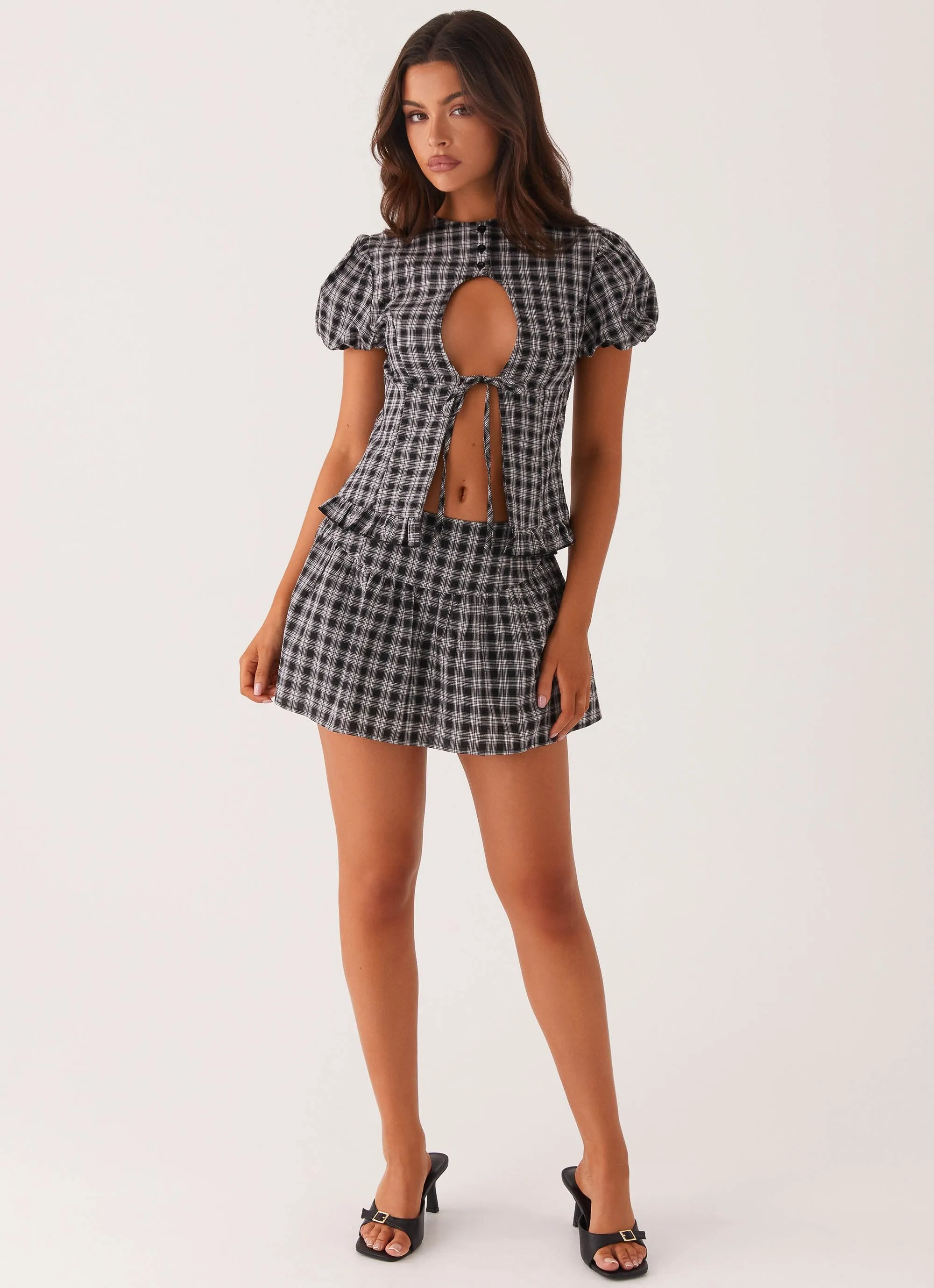Annie Puff Sleeve Top - White Black Check sold by Peppermayo product image thumbnail 5