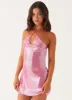 Radiant Energy Cowl Back Mini Dress - Fuchsia sold by Peppermayo