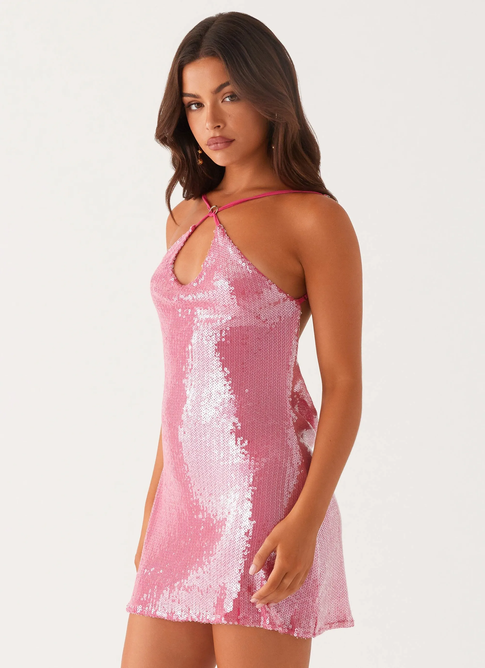 Radiant Energy Cowl Back Mini Dress - Fuchsia sold by Peppermayo