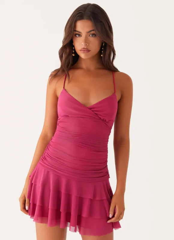 Emily Mini Dress - Fuchsia sold by Peppermayo