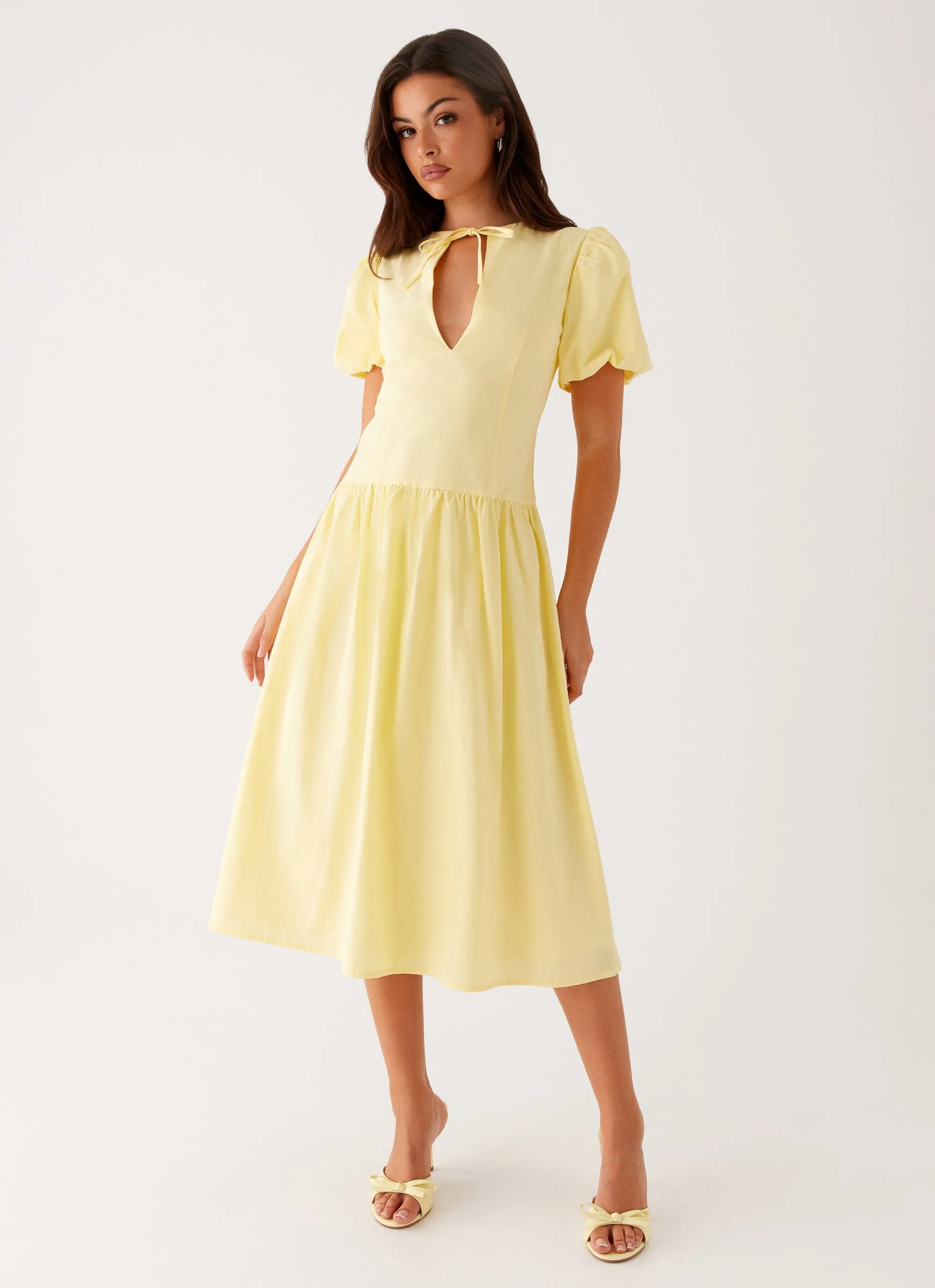 Reyna Midi Dress - Yellow sold by Peppermayo