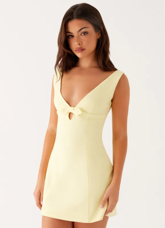 Caitlin Mini Dress - Yellow sold by Peppermayo