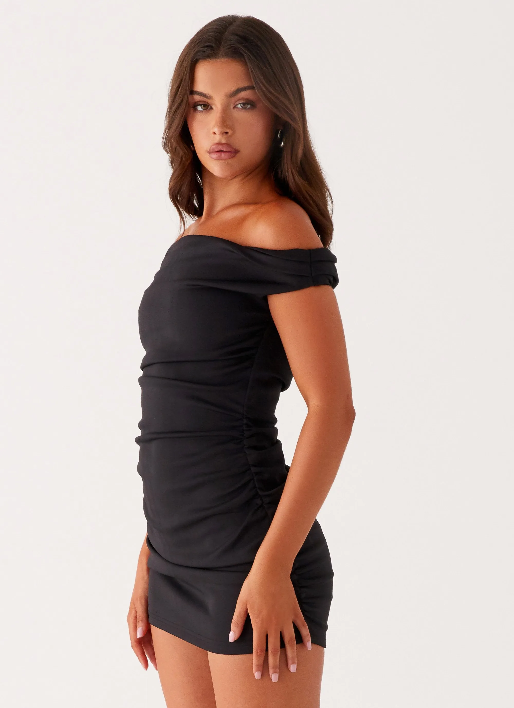 Morgan Off Shoulder Mini Dress - Black sold by Peppermayo product image thumbnail 3