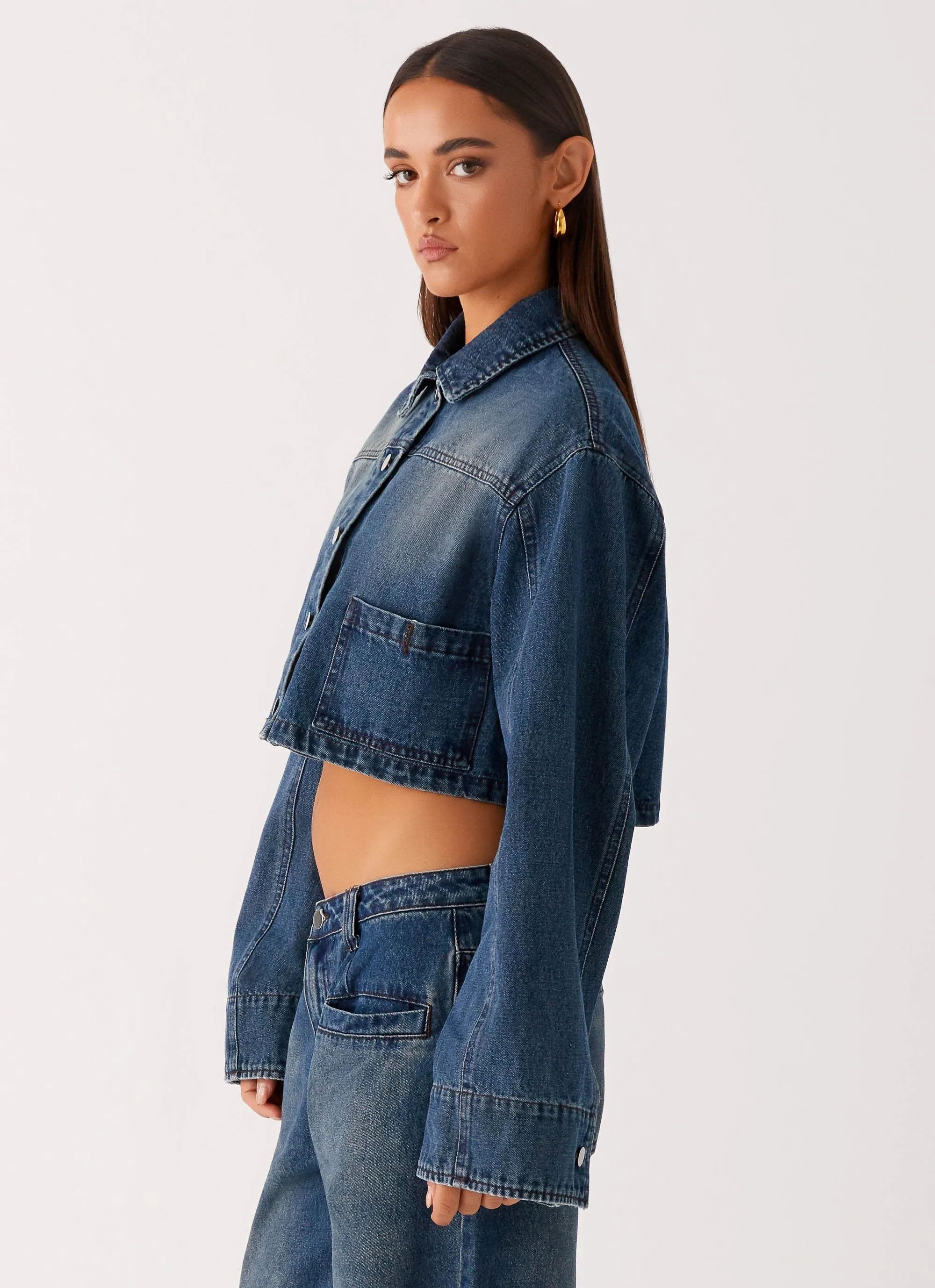 Joan Cropped Denim Jacket - Indigo sold by Peppermayo product image thumbnail 3