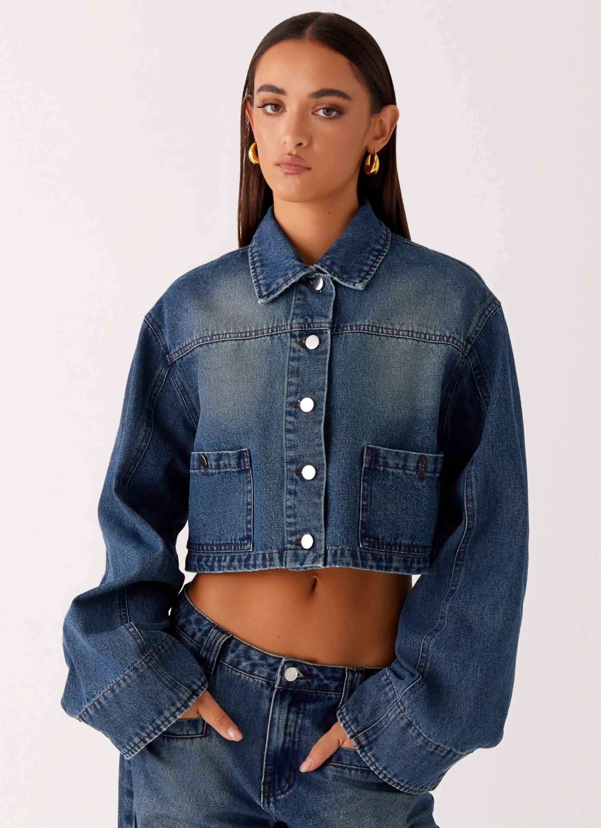 Joan Cropped Denim Jacket - Indigo sold by Peppermayo product image thumbnail 5