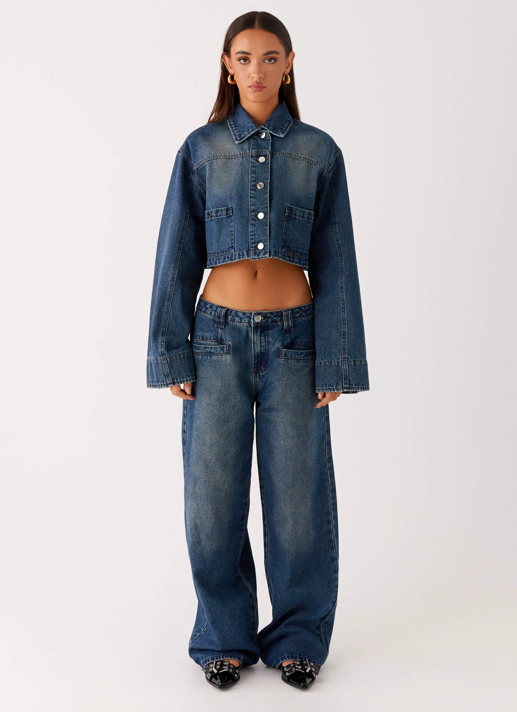 Joan Cropped Denim Jacket - Indigo sold by Peppermayo product image thumbnail 2