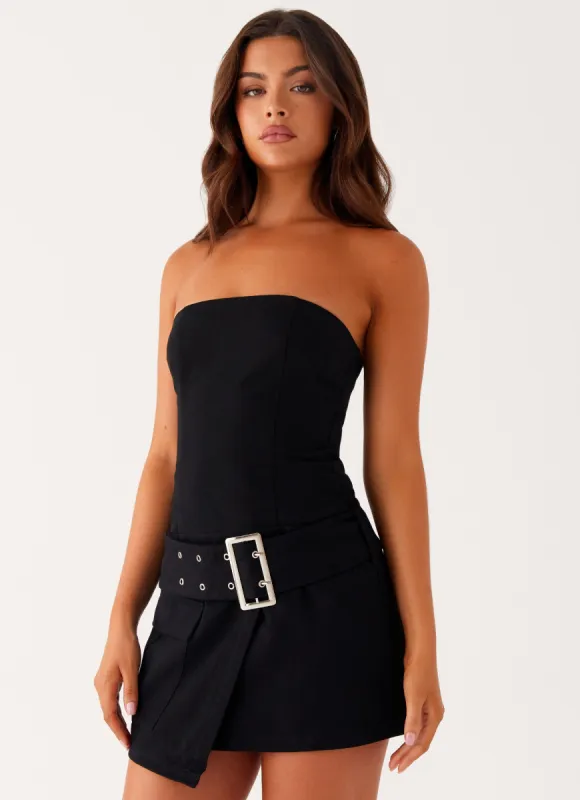 All For You Strapless Mini Dress - Black sold by Peppermayo