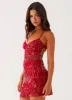 Vietta Sequin Cami Mini Dress - Red sold by Peppermayo