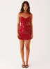 Vietta Sequin Cami Mini Dress - Red sold by Peppermayo