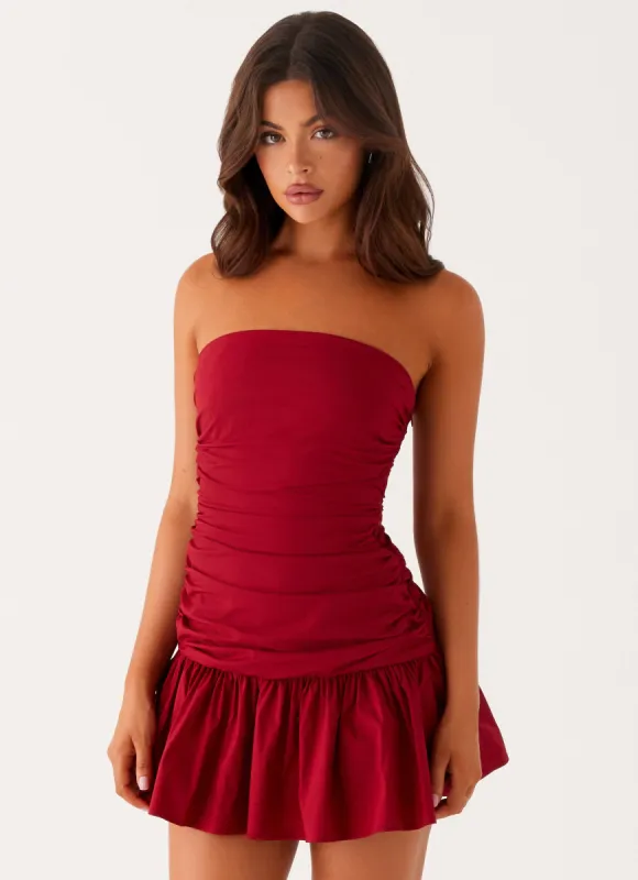 Carmel Mini Dress - Merlot sold by Peppermayo