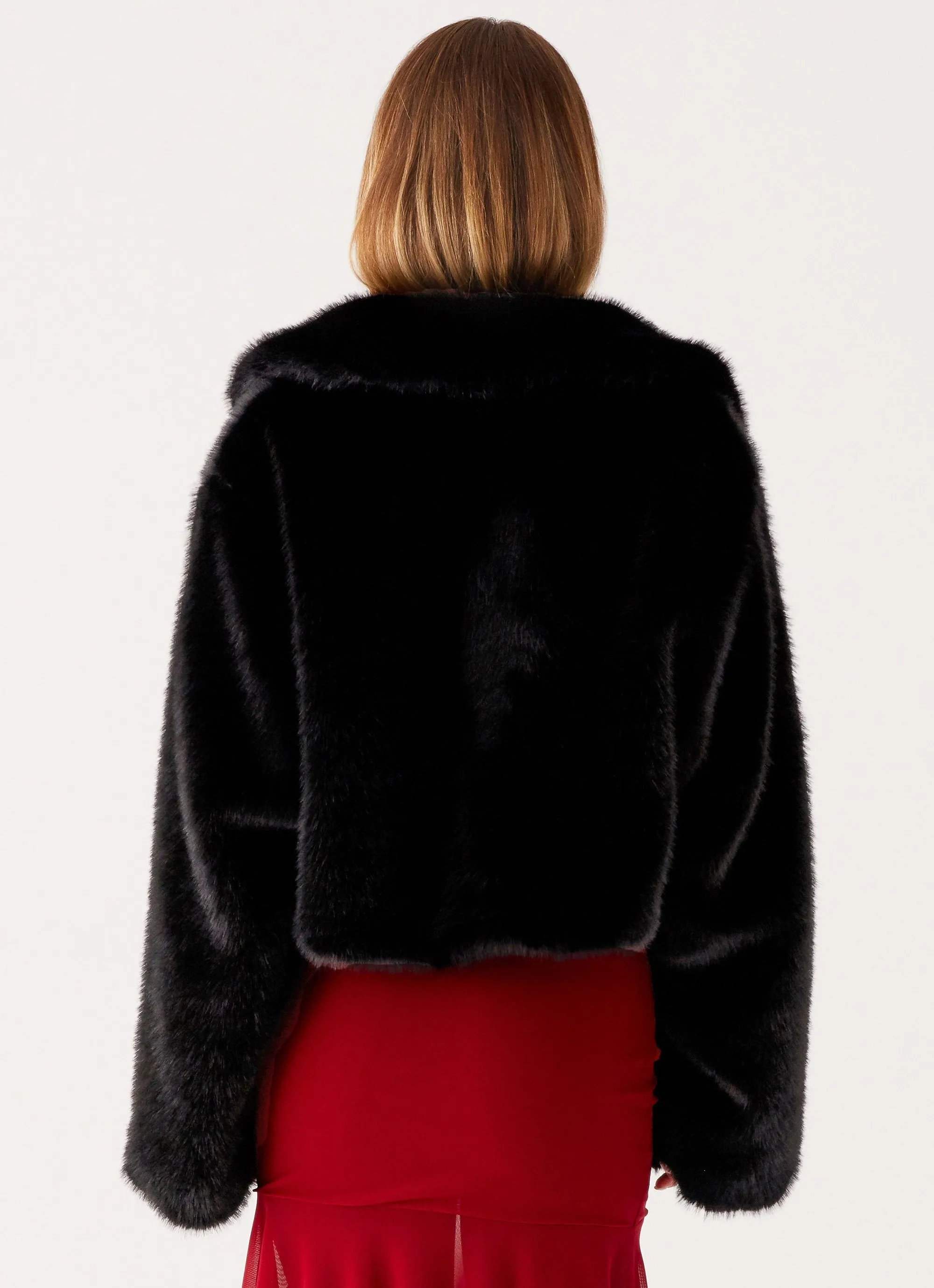 Carys Cropped Faux Fur Jacket - Black sold by Peppermayo product image thumbnail 3