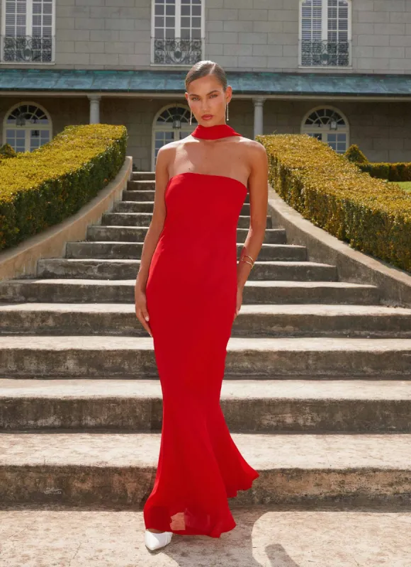 Under The Pagoda Maxi Dress - Red sold by Peppermayo