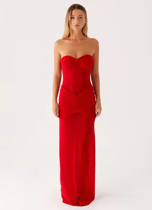 Ottilie Mesh Maxi Dress - Red sold by Peppermayo