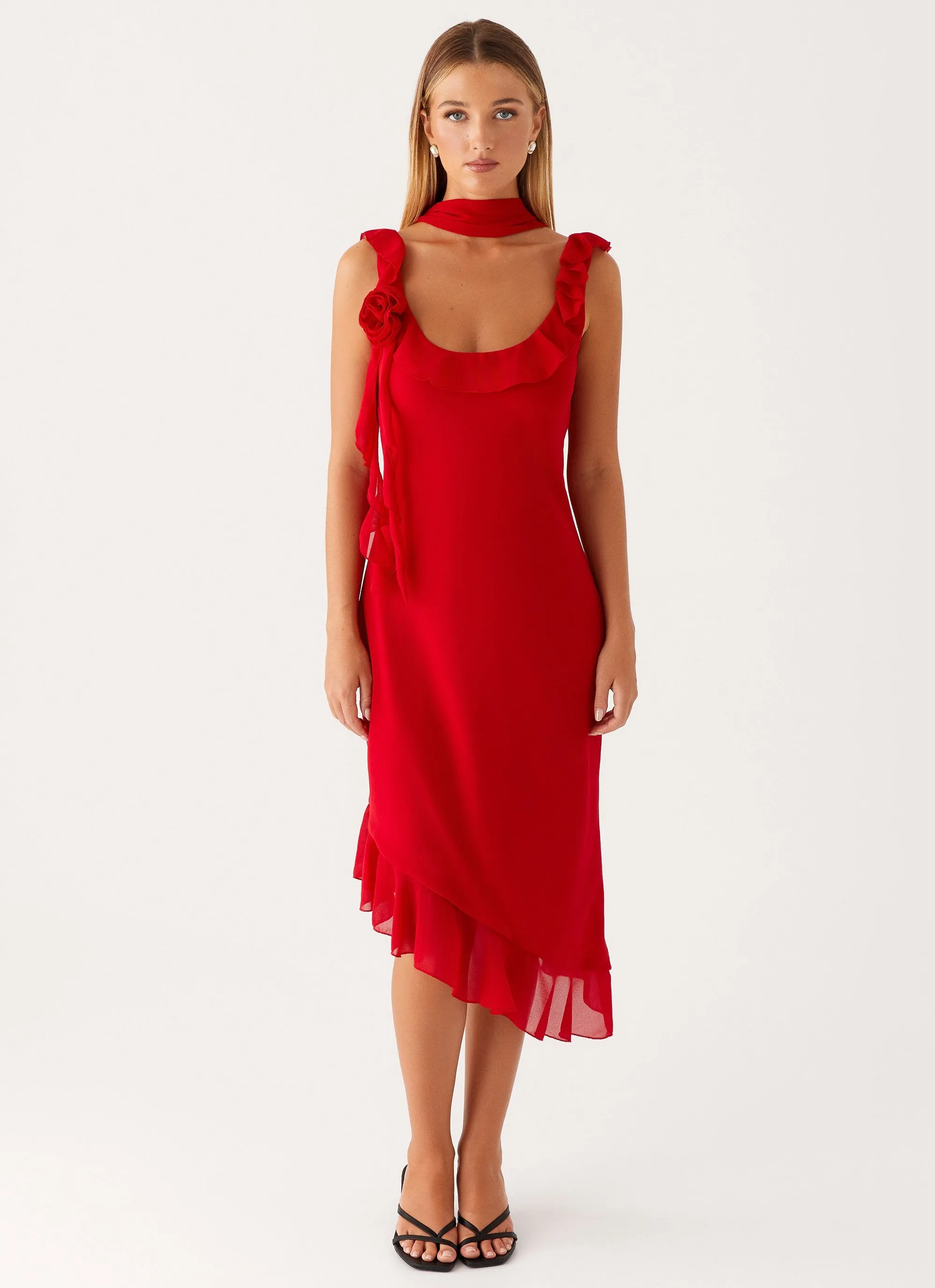 Fariday Midi Dress - Red sold by Peppermayo