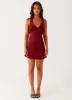 Heavy Hearted Mini Dress - Wine sold by Peppermayo